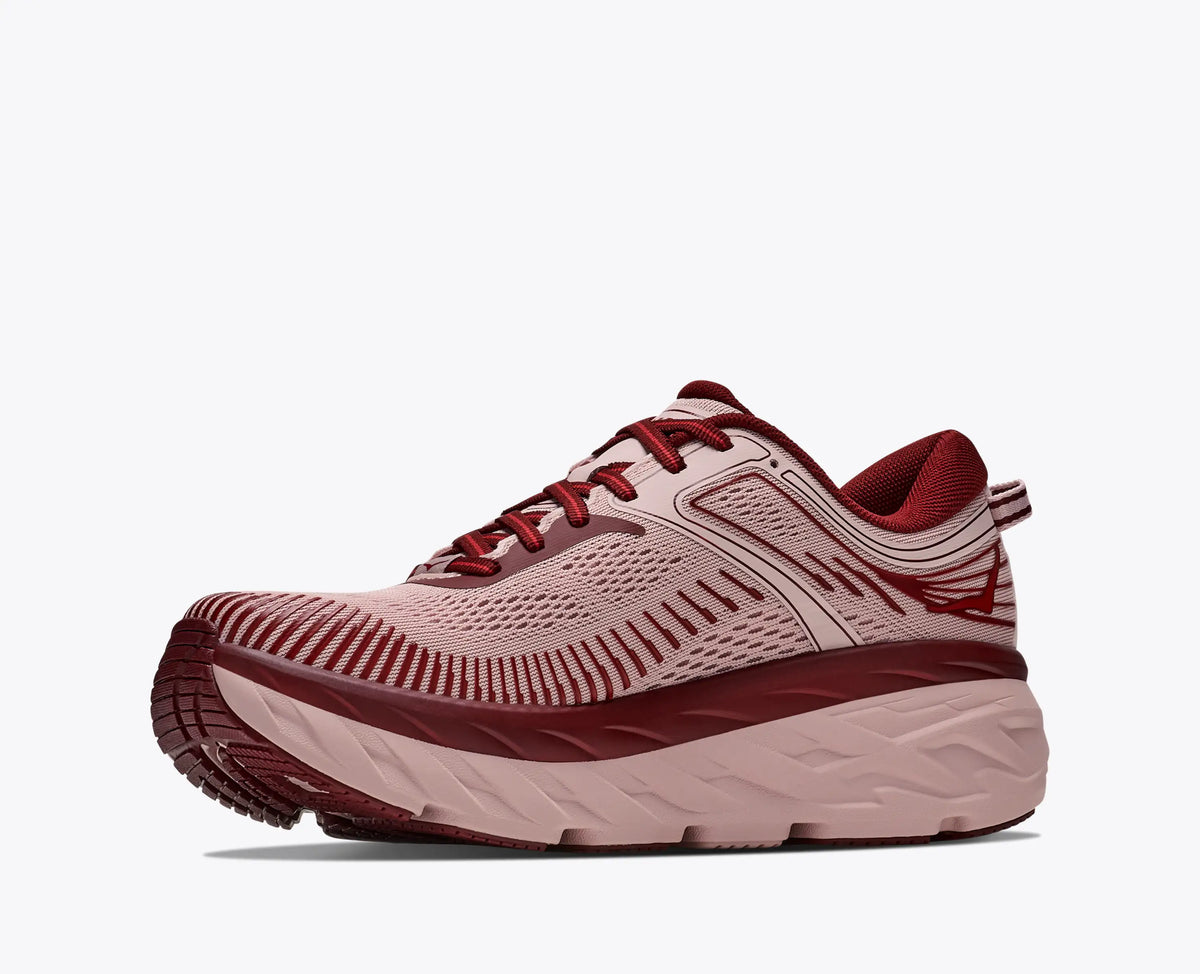 HOKA Women's Bondi 7 – Pink Opal/Varsity Burgundy – view 3