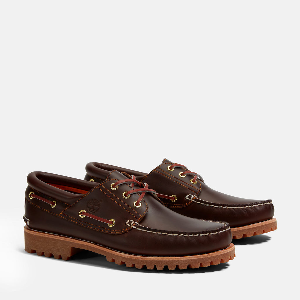 Timberland Authentic 3-Eye Lug Handsewn Boat Shoe – Brown