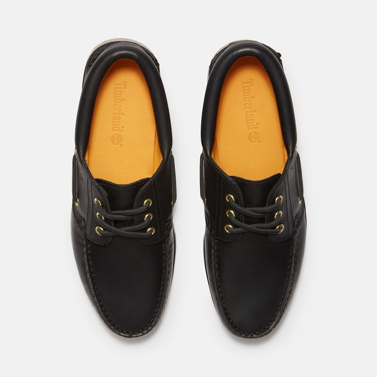 Timberland Authentic 3-Eye Lug Handsewn Boat Shoe – Black Full-Grain