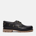 Timberland Authentic 3-Eye Lug Handsewn Boat Shoe – Black Full-Grain