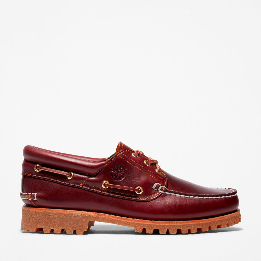 Timberland Authentic 3-Eye Lug Handsewn Boat Shoe – Burgundy