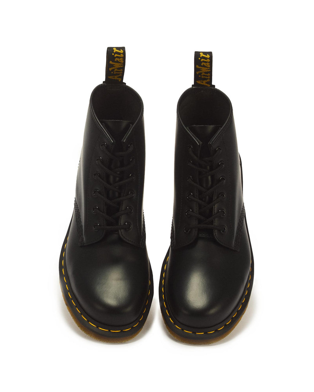 Dr. Martens 101 Yellow Stitch Smooth Leather Ankle Boot – Black
