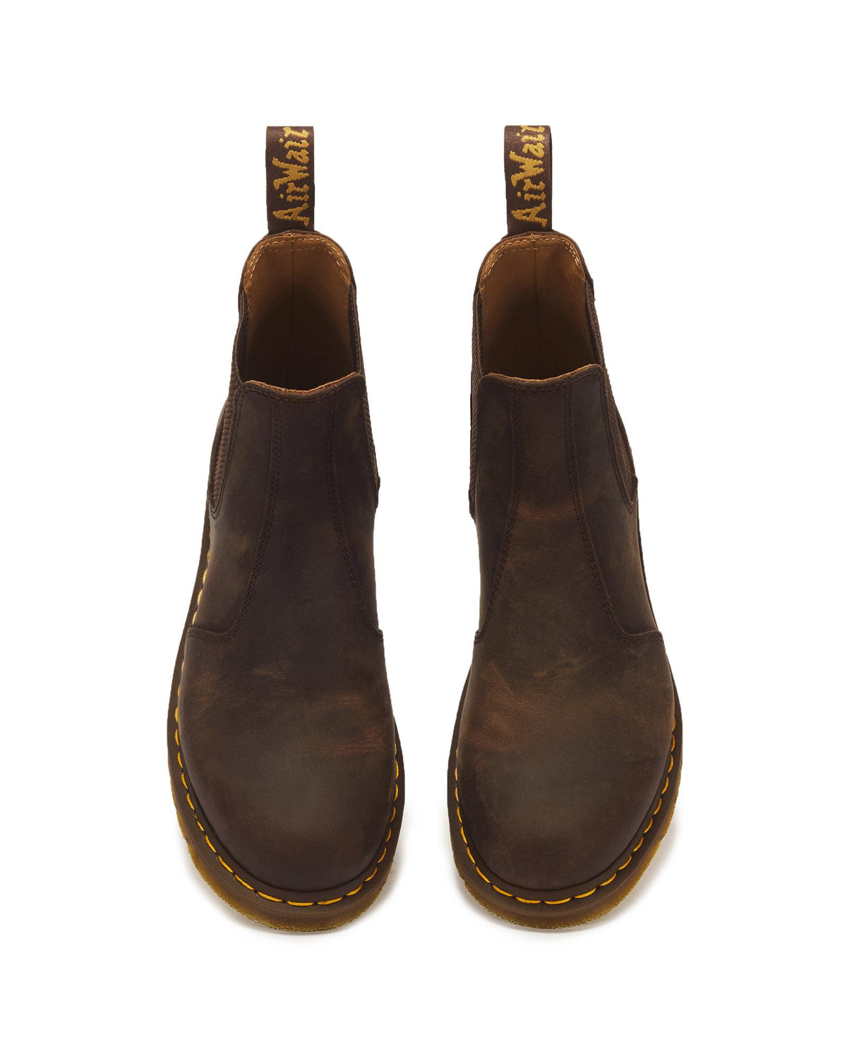 Dr. Martens 2976 Yellow Stitch Crazy Horse Chelsea Boot – Dark Brown