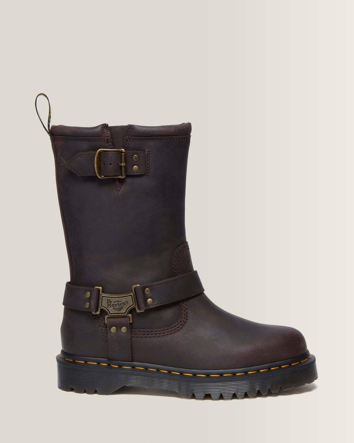 Dr. Martens Anistone Tall Leather Biker Boot – Dark Brown