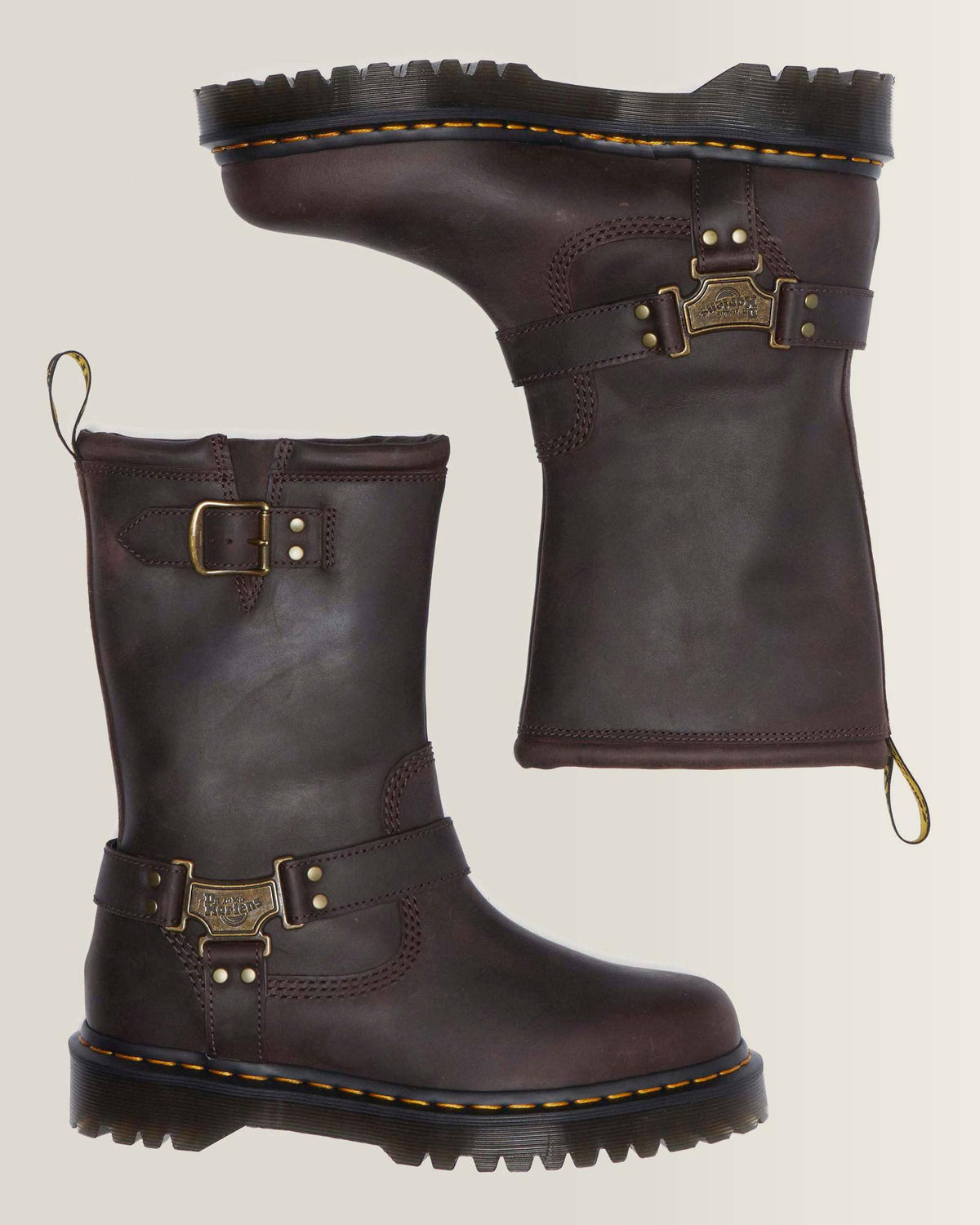Dr. Martens Anistone Tall Leather Biker Boot – Dark Brown