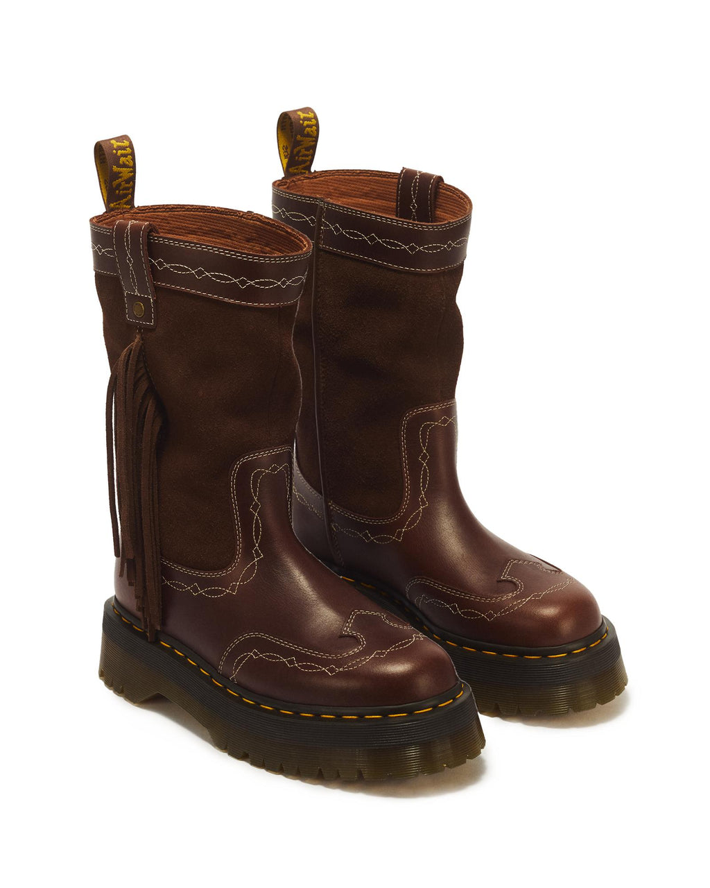 Dr. Martens Desert Rodeo Quad Mid Leather & Suede Boot – Dark Brown